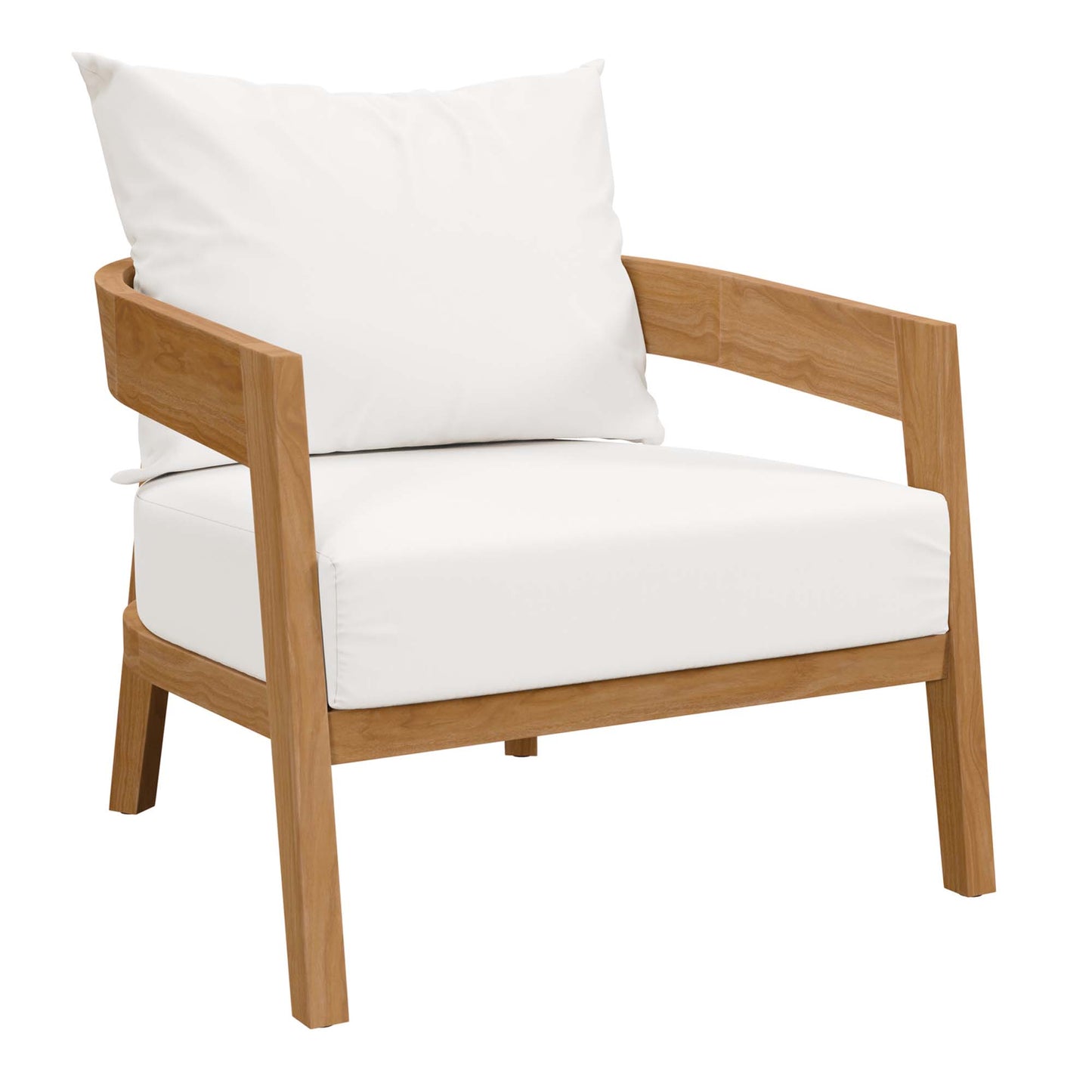 Modway - Brisbane 3-Piece Teak Wood Outdoor Patio Set by Modway  Outdoor Furniture Sofa Sectionals White - EEI-5835-NAT-WHI