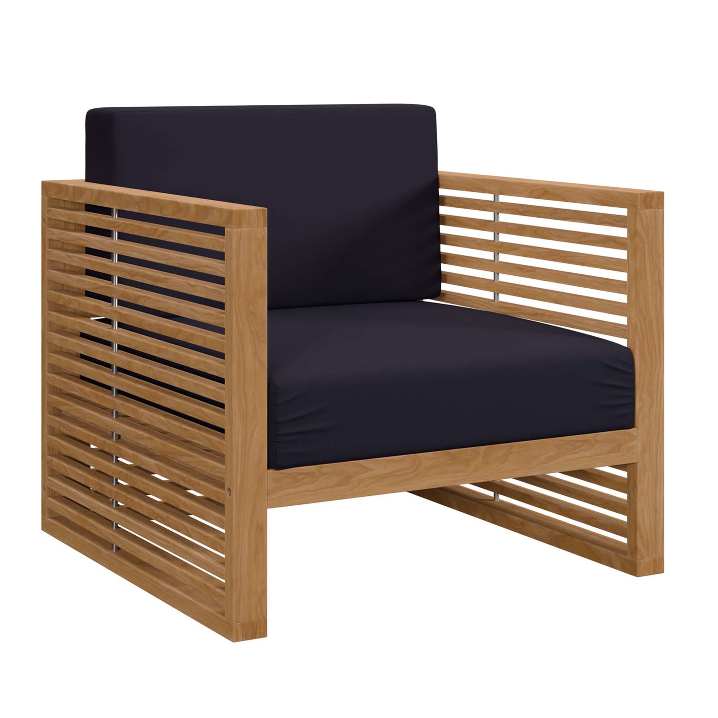 Modway - Carlsbad 3-Piece Teak Wood Outdoor Patio Set by Modway  Outdoor Furniture Sofa Sectionals Blue - EEI-5838-NAT-NAV