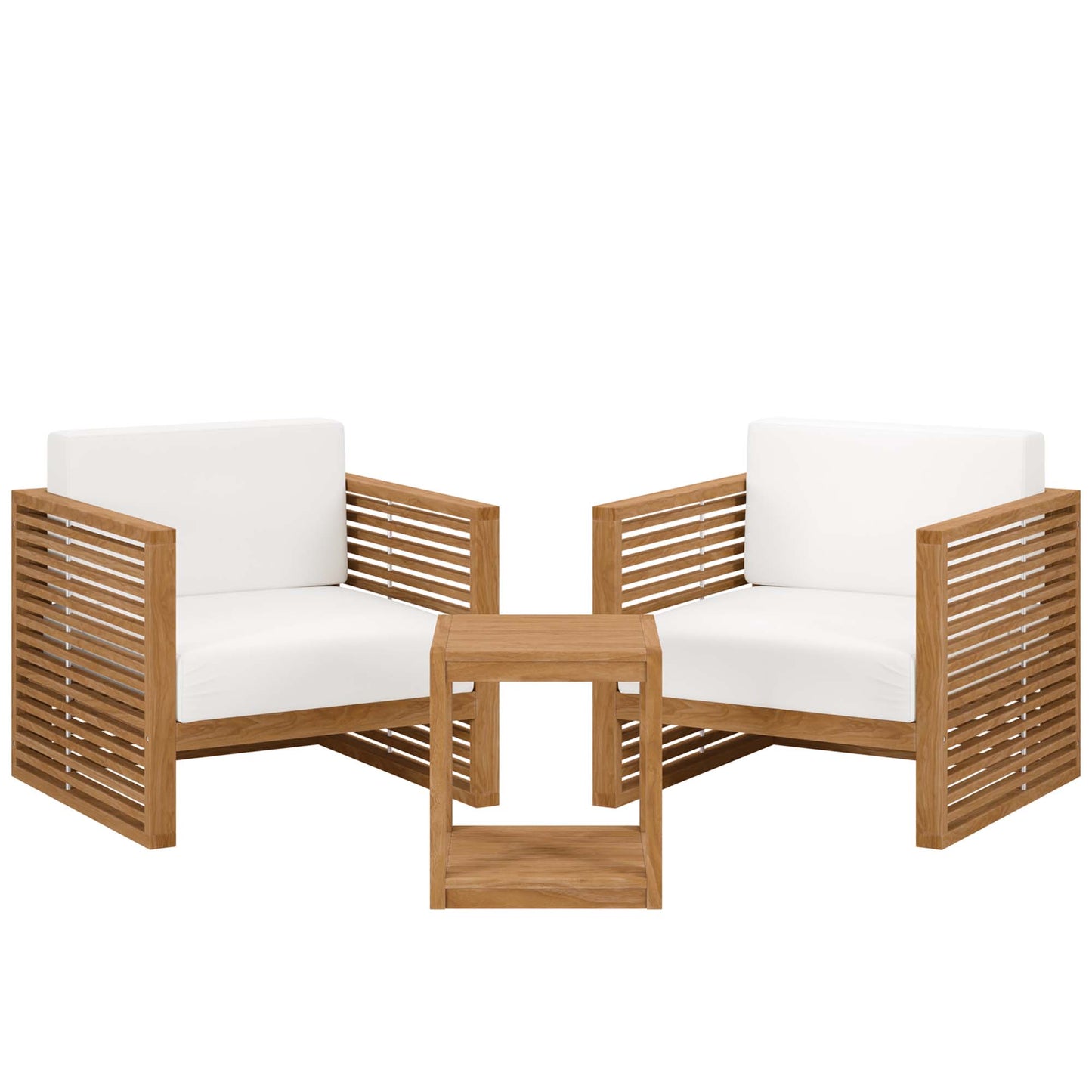 Modway - Carlsbad 3-Piece Teak Wood Outdoor Patio Set by Modway  Outdoor Furniture Sofa Sectionals White - EEI-5838-NAT-WHI