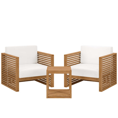 Modway - Carlsbad 3-Piece Teak Wood Outdoor Patio Set by Modway  Outdoor Furniture Sofa Sectionals White - EEI-5838-NAT-WHI