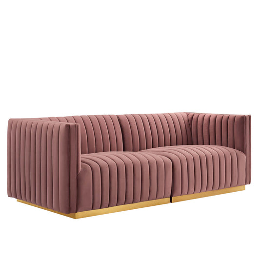 Modway Outlet Conjure Channel Tufted Performance Velvet Loveseat by Modway  Living Room Furniture Gold Dusty Rose - EEI-5842-GLD-DUS