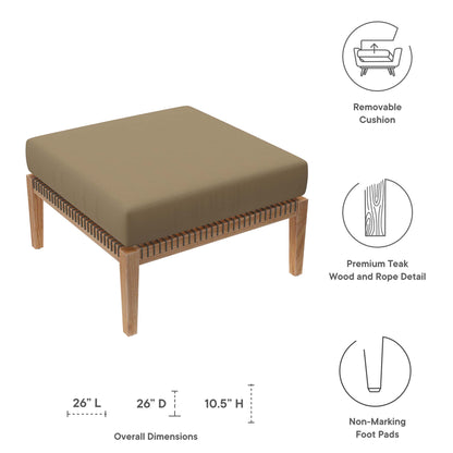 Modway - Clearwater Outdoor Patio Teak Wood Ottoman by Modway  Outdoor Furniture Sofa Sectionals Brown - EEI-5854-GRY-LBR