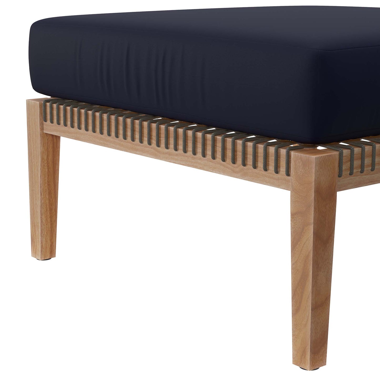 Modway - Clearwater Outdoor Patio Teak Wood Ottoman by Modway  Outdoor Furniture Sofa Sectionals Blue - EEI-5854-GRY-NAV