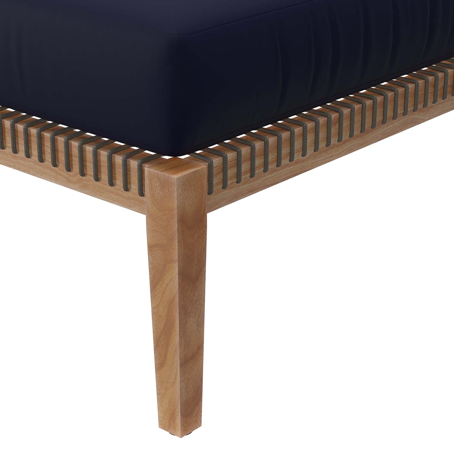 Modway - Clearwater Outdoor Patio Teak Wood Ottoman by Modway  Outdoor Furniture Sofa Sectionals Blue - EEI-5854-GRY-NAV