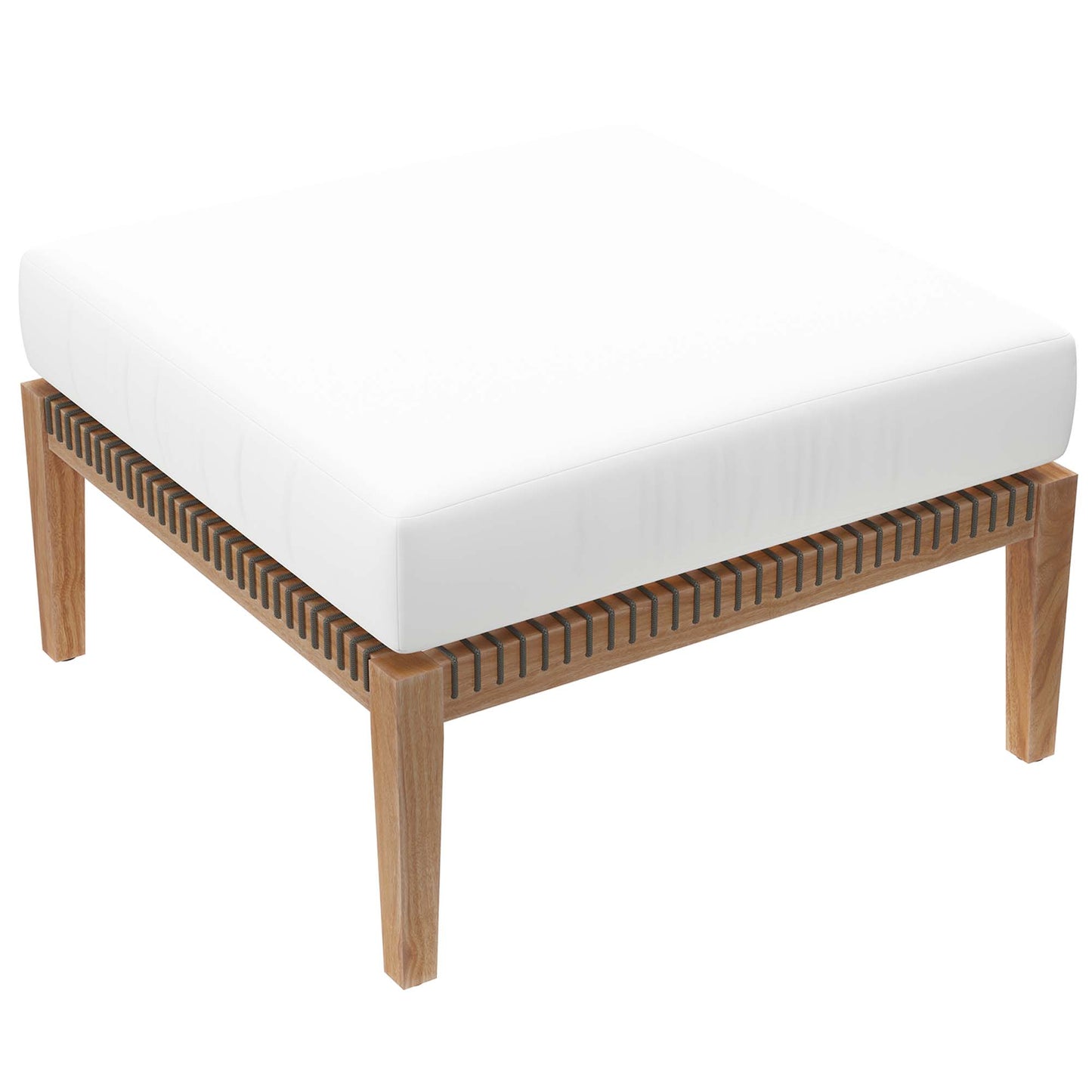 Modway - Clearwater Outdoor Patio Teak Wood Ottoman by Modway  Outdoor Furniture Sofa Sectionals White - EEI-5854-GRY-WHI