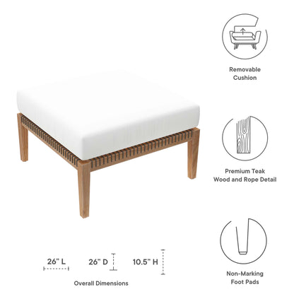 Modway - Clearwater Outdoor Patio Teak Wood Ottoman by Modway  Outdoor Furniture Sofa Sectionals White - EEI-5854-GRY-WHI
