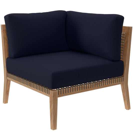 Modway - Clearwater Outdoor Patio Teak Wood Corner Chair by Modway  Outdoor Furniture Sofa Sectionals Blue - EEI-5855-GRY-NAV