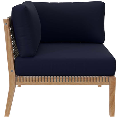 Modway - Clearwater Outdoor Patio Teak Wood Corner Chair by Modway  Outdoor Furniture Sofa Sectionals Blue - EEI-5855-GRY-NAV