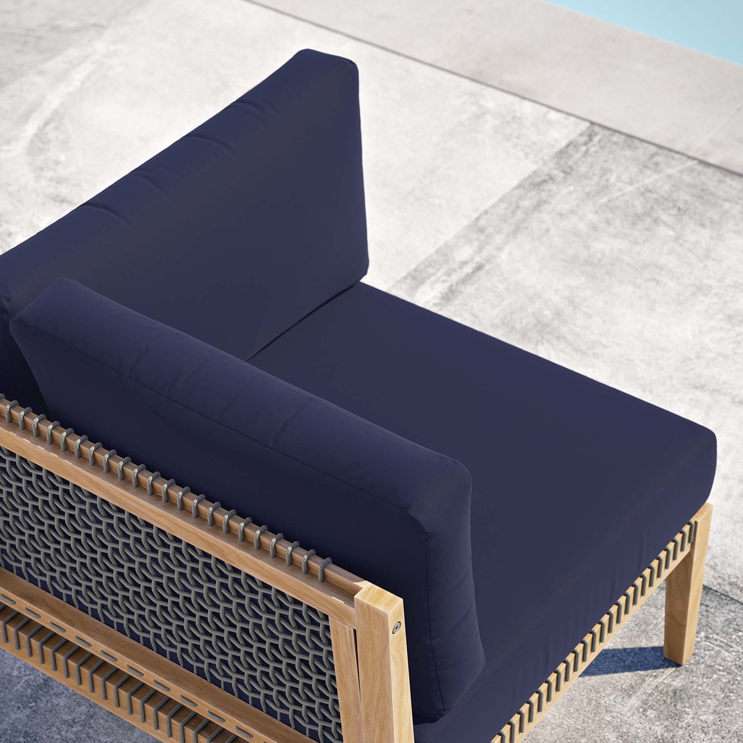 Modway - Clearwater Outdoor Patio Teak Wood Corner Chair by Modway  Outdoor Furniture Sofa Sectionals Blue - EEI-5855-GRY-NAV