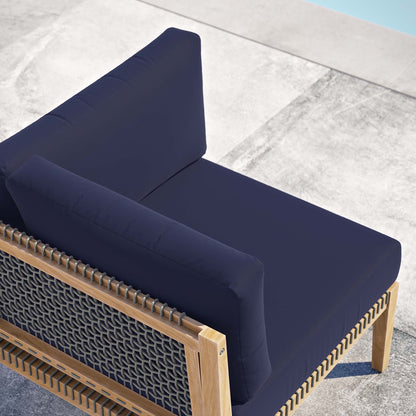 Modway - Clearwater Outdoor Patio Teak Wood Corner Chair by Modway  Outdoor Furniture Sofa Sectionals Blue - EEI-5855-GRY-NAV