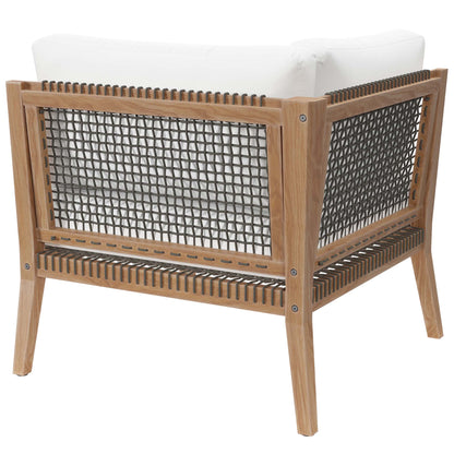 Modway - Clearwater Outdoor Patio Teak Wood Corner Chair by Modway  Outdoor Furniture Sofa Sectionals White - EEI-5855-GRY-WHI