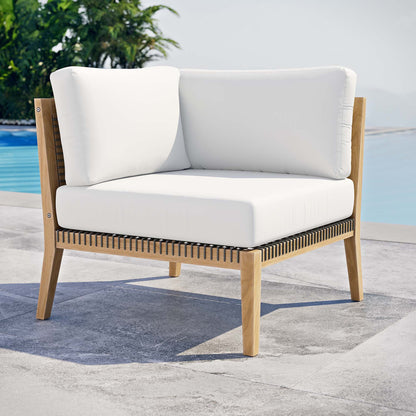 Modway - Clearwater Outdoor Patio Teak Wood Corner Chair by Modway  Outdoor Furniture Sofa Sectionals White - EEI-5855-GRY-WHI