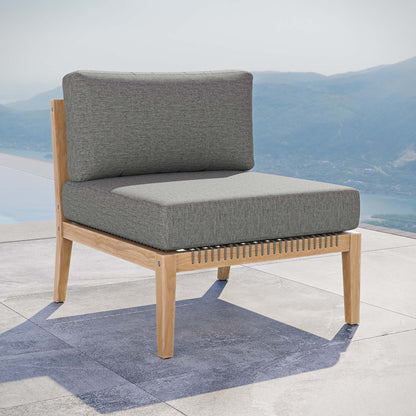 Modway - Clearwater Outdoor Patio Teak Wood Armless Chair by Modway  Outdoor Furniture Sofa Sectionals Gray - EEI-5856-GRY-GPH