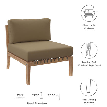 Modway - Clearwater Outdoor Patio Teak Wood Armless Chair by Modway  Outdoor Furniture Sofa Sectionals Brown - EEI-5856-GRY-LBR