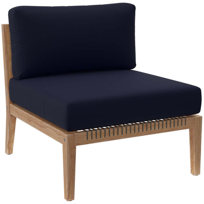 Modway - Clearwater Outdoor Patio Teak Wood Armless Chair by Modway  Outdoor Furniture Sofa Sectionals Blue - EEI-5856-GRY-NAV