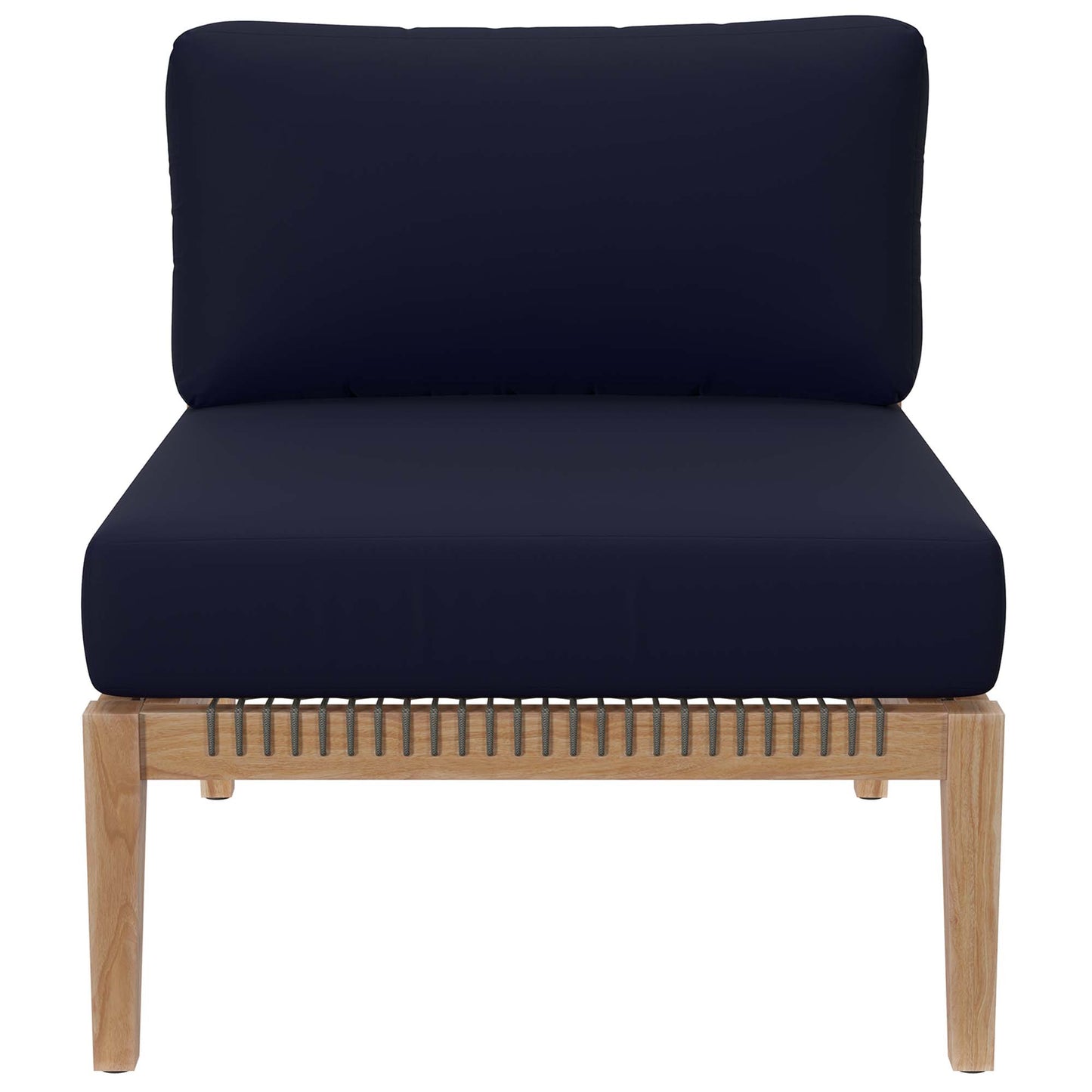Modway - Clearwater Outdoor Patio Teak Wood Armless Chair by Modway  Outdoor Furniture Sofa Sectionals Blue - EEI-5856-GRY-NAV