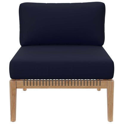 Modway - Clearwater Outdoor Patio Teak Wood Armless Chair by Modway  Outdoor Furniture Sofa Sectionals Blue - EEI-5856-GRY-NAV