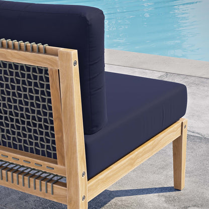 Modway - Clearwater Outdoor Patio Teak Wood Armless Chair by Modway  Outdoor Furniture Sofa Sectionals Blue - EEI-5856-GRY-NAV