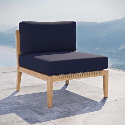 Modway - Clearwater Outdoor Patio Teak Wood Armless Chair by Modway  Outdoor Furniture Sofa Sectionals Blue - EEI-5856-GRY-NAV