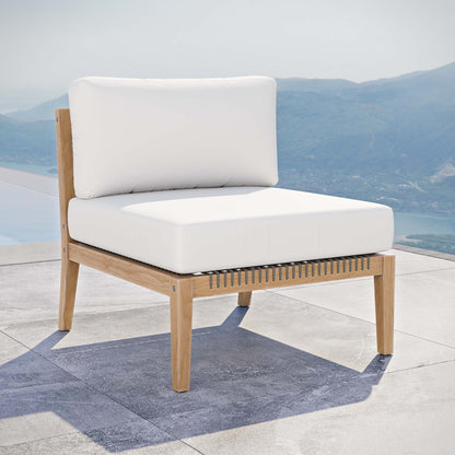 Modway - Clearwater Outdoor Patio Teak Wood Armless Chair by Modway  Outdoor Furniture Sofa Sectionals White - EEI-5856-GRY-WHI