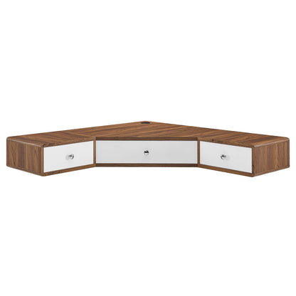 Modway Outlet Transmit 47" Wall Mount Corner Walnut Office Desk by Modway  Office Furniture Furniture Walnut White - EEI-5862-WAL-WHI