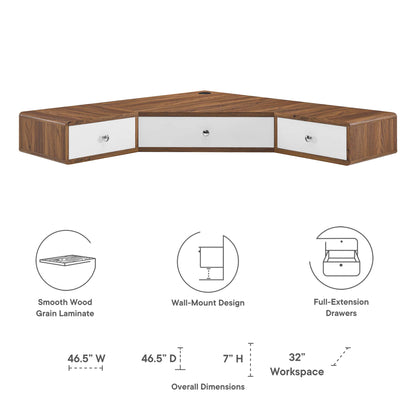 Modway Outlet Transmit 47" Wall Mount Corner Walnut Office Desk by Modway  Office Furniture Furniture Walnut White - EEI-5862-WAL-WHI