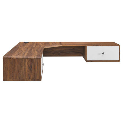 Modway Outlet Transmit 55" Wall Mount Corner Wood Office Desk by Modway  Office Furniture Furniture Walnut White - EEI-5863-WAL-WHI