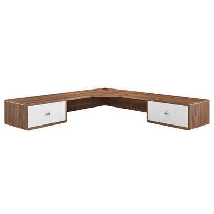 Modway Outlet Transmit 55" Wall Mount Corner Wood Office Desk by Modway  Office Furniture Furniture Walnut White - EEI-5863-WAL-WHI