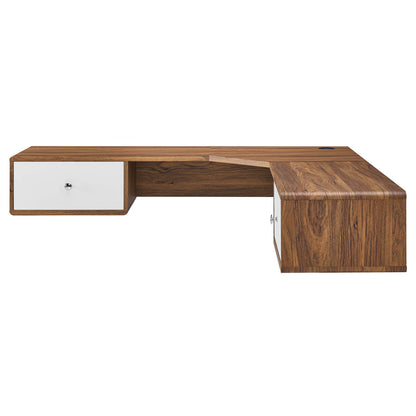 Modway Outlet Transmit 55" Wall Mount Corner Wood Office Desk by Modway  Office Furniture Furniture Walnut White - EEI-5863-WAL-WHI