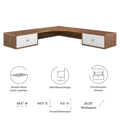 Modway Outlet Transmit 55" Wall Mount Corner Wood Office Desk by Modway  Office Furniture Furniture Walnut White - EEI-5863-WAL-WHI