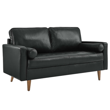 Modway Outlet Valour Leather Loveseat by Modway  Living Room Furniture Black - EEI-5870-BLK