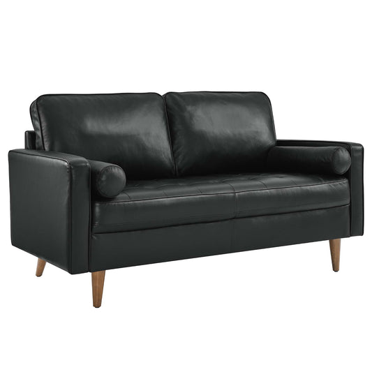 Modway Outlet Valour Leather Loveseat by Modway  Living Room Furniture Black - EEI-5870-BLK