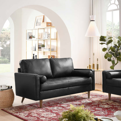 Modway Outlet Valour Leather Loveseat by Modway  Living Room Furniture Black - EEI-5870-BLK