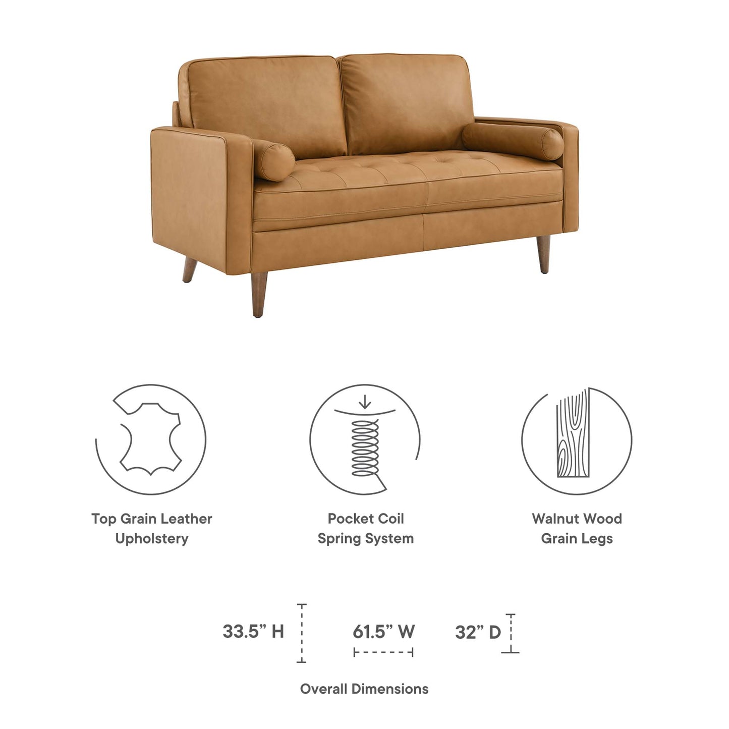 Modway Outlet Valour Leather Loveseat by Modway  Living Room Furniture Tan - EEI-5870-TAN