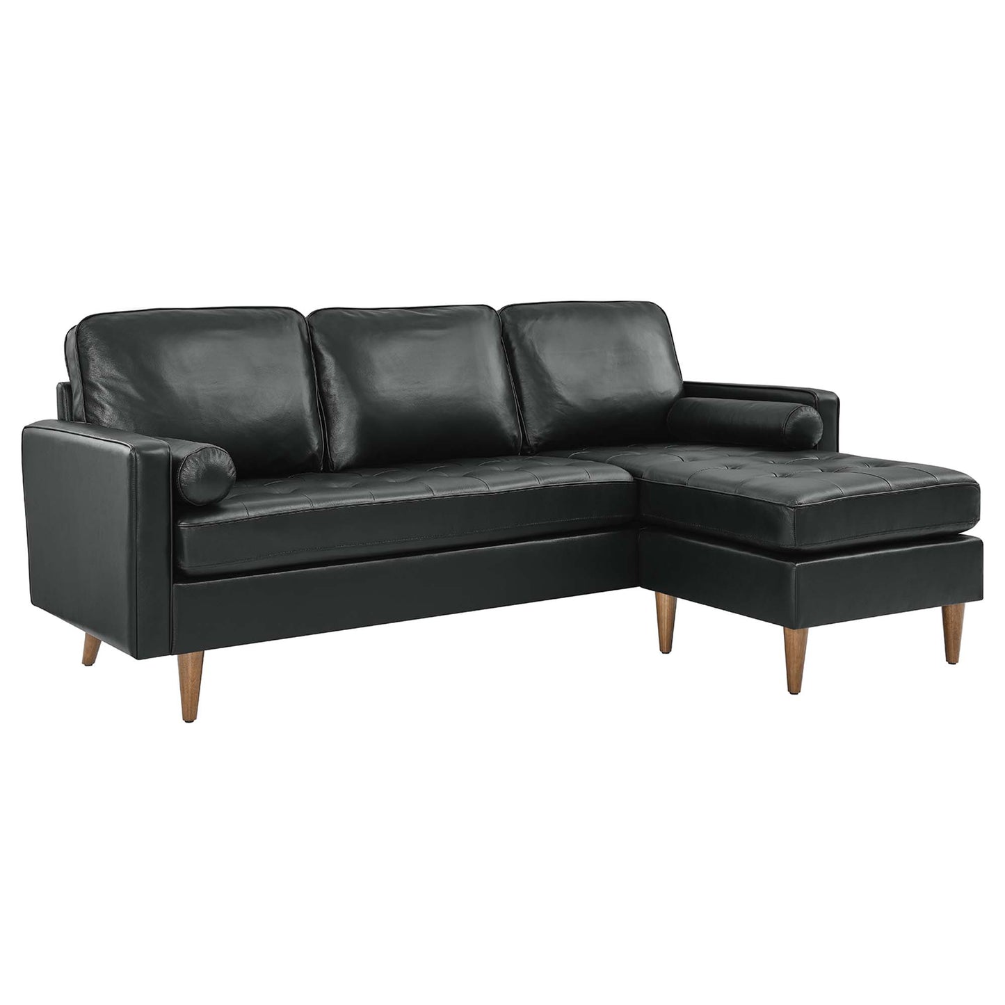 Modway Outlet Valour 78" Leather Apartment Sectional Sofa by Modway  Living Room Furniture Black - EEI-5872-BLK
