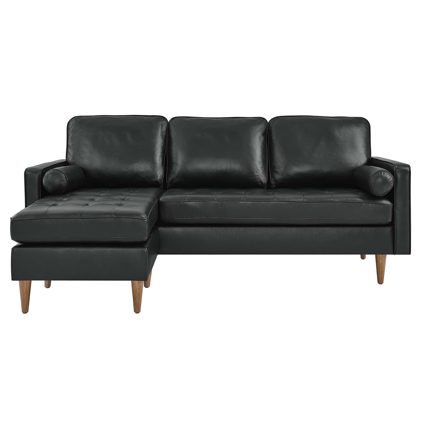Modway Outlet Valour 78" Leather Apartment Sectional Sofa by Modway  Living Room Furniture Black - EEI-5872-BLK