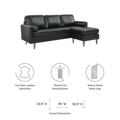 Modway Outlet Valour 78" Leather Apartment Sectional Sofa by Modway  Living Room Furniture Black - EEI-5872-BLK