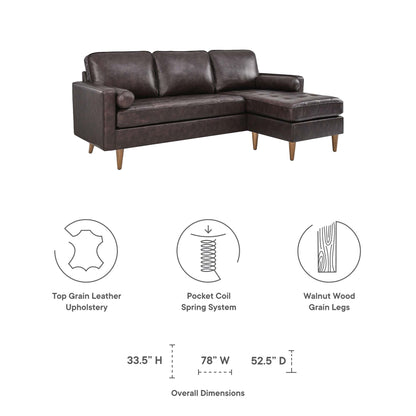 Modway Outlet Valour 78" Leather Apartment Sectional Sofa by Modway  Living Room Furniture Brown - EEI-5872-BRN