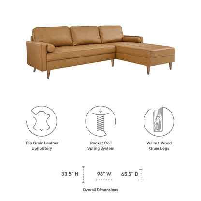 Modway - Valour 98" Leather Sectional Sofa by Modway  Living Room Sofas and Armchairs Brown - EEI-5873-TAN