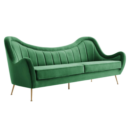 Modway Outlet Cheshire Channel Tufted Performance Velvet Sofa by Modway  Living Room Furniture Emerald - EEI-5874-EME