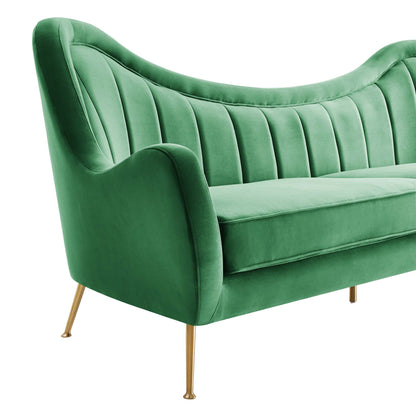 Modway Outlet Cheshire Channel Tufted Performance Velvet Sofa by Modway  Living Room Furniture Emerald - EEI-5874-EME