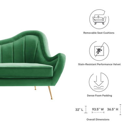 Modway Outlet Cheshire Channel Tufted Performance Velvet Sofa by Modway  Living Room Furniture Emerald - EEI-5874-EME