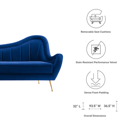 Modway Outlet Cheshire Channel Tufted Performance Velvet Sofa by Modway  Living Room Furniture Navy - EEI-5874-NAV
