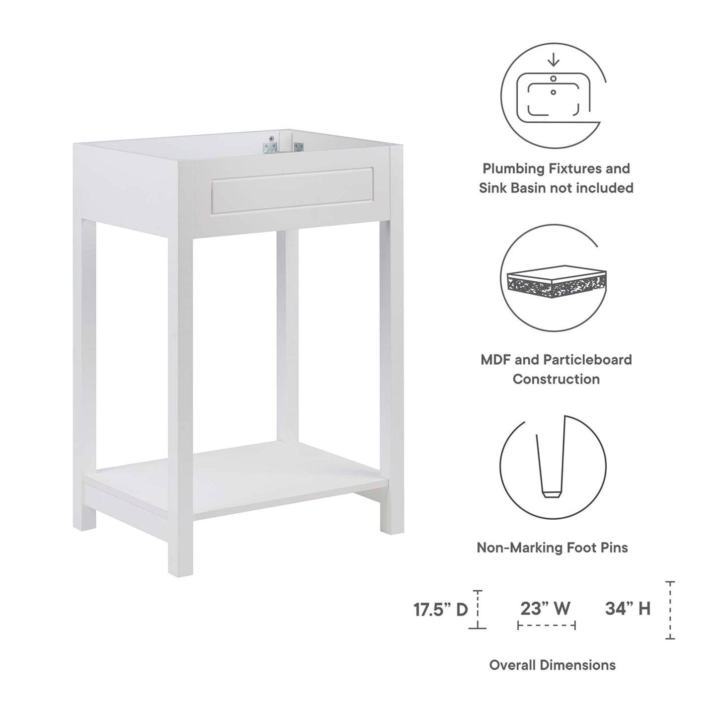 Modway Outlet Altura 24" Bathroom Vanity Cabinet (Sink Basin Not Included) by Modway  Bathroom Furniture White - EEI-5875-WHI
