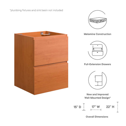 Modway Outlet Scenic 18" Wall-Mount Bathroom Vanity Cabinet (Sink Basin Not Included) by Modway  Bathroom Furniture Cherry Walnut - EEI-5878-CHE