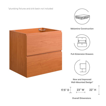 Modway Outlet Scenic 24" Wall-Mount Bathroom Vanity Cabinet (Sink Basin Not Included) by Modway  Bathroom Furniture Cherry Walnut - EEI-5879-CHE