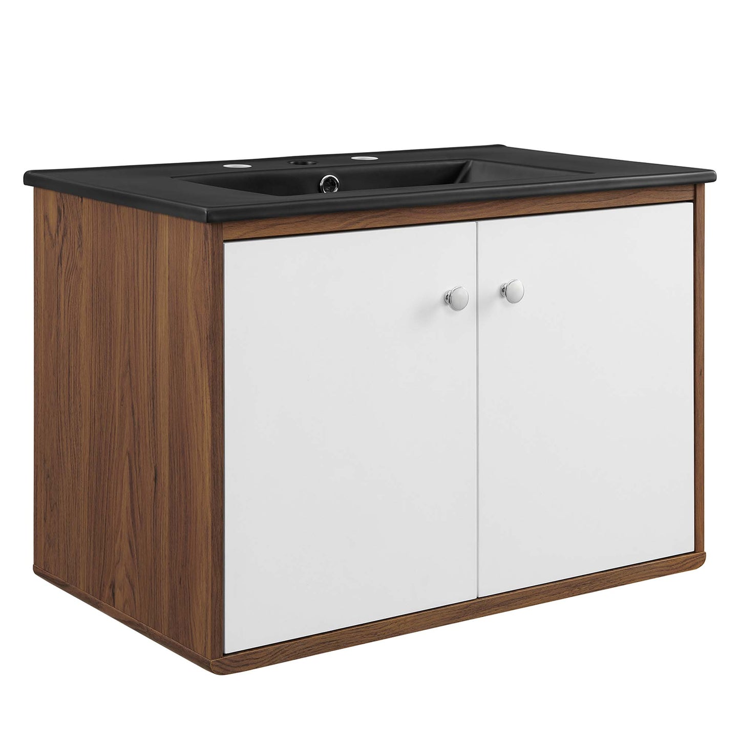 Modway Outlet Transmit 30" Wall-Mount Bathroom Vanity by Modway  Bathroom Furniture Walnut Black - EEI-5934-WAL-BLK