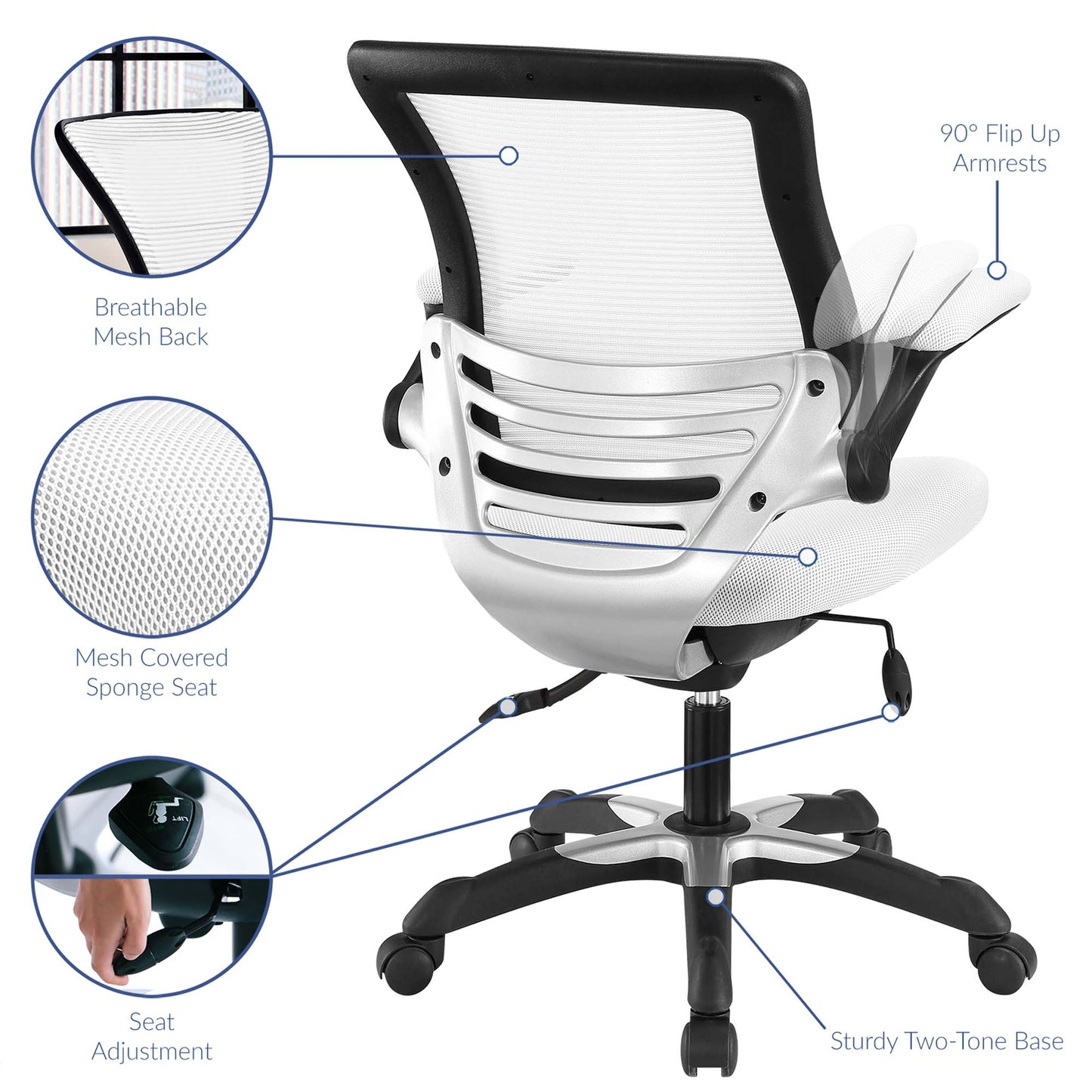 Modway Outlet Edge Mesh Office Chair by Modway  Office Furniture Furniture White - EEI-594-WHI