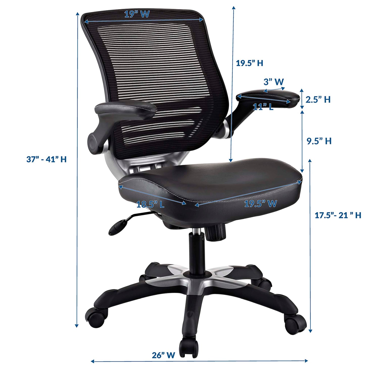 Modway - Edge Vinyl Office Chair by Modway  Office Furniture Office Chairs Black - EEI-595-BLK