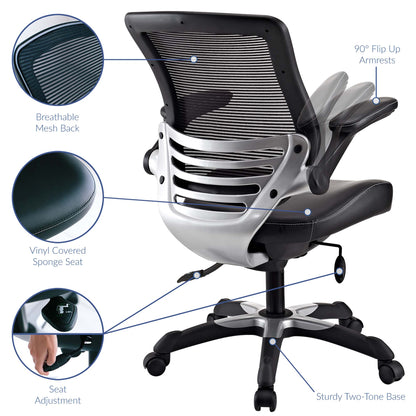 Modway - Edge Vinyl Office Chair by Modway  Office Furniture Office Chairs Black - EEI-595-BLK